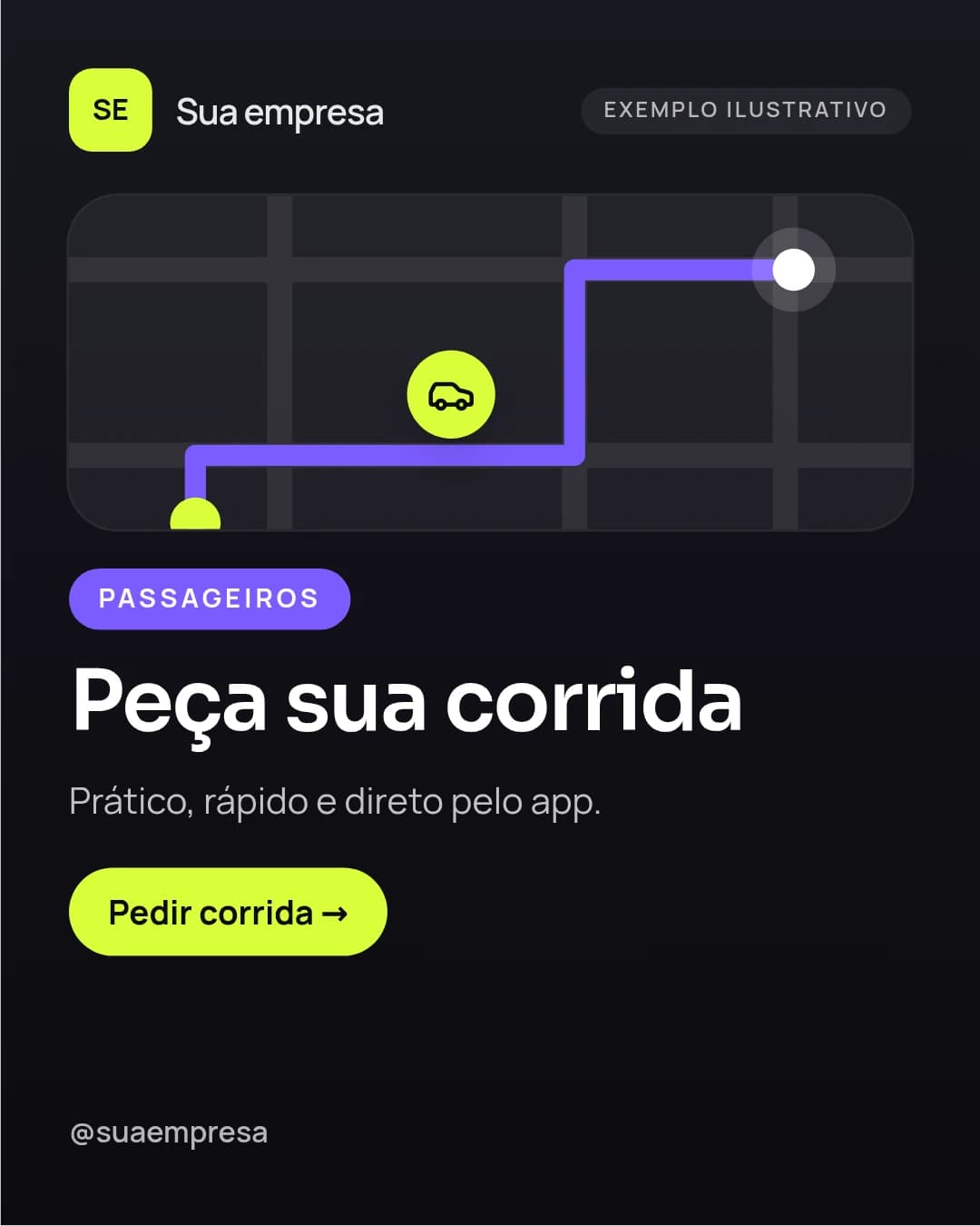 Exemplo de publicação incentivando o passageiro a pedir uma corrida